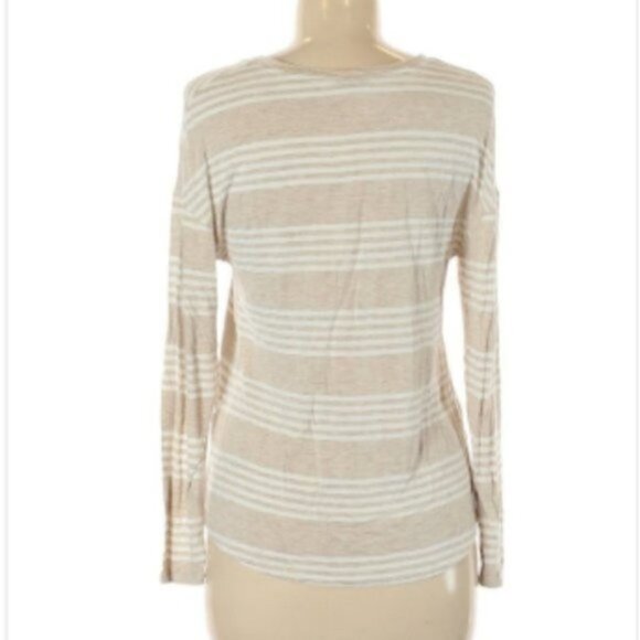 Banana Republic Long Sleeve Tan White Stripes - Picture 2 of 8